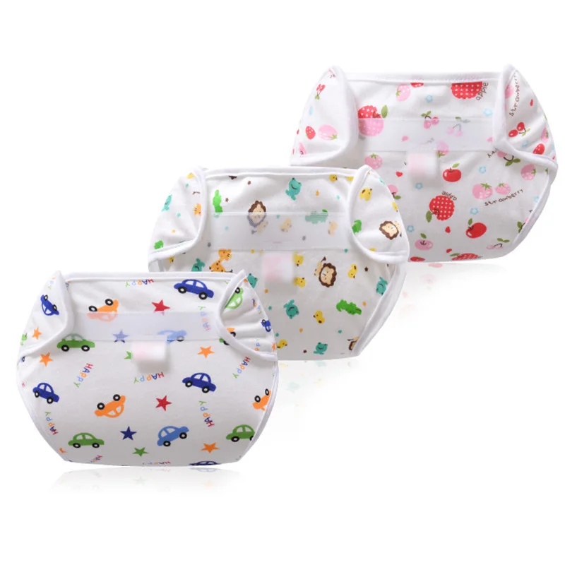 Soft Baby Nappies Washable Diapers Cover Wrap Cartoon Fruit Print Baby Nappy Changing Reusable Baby Cloth