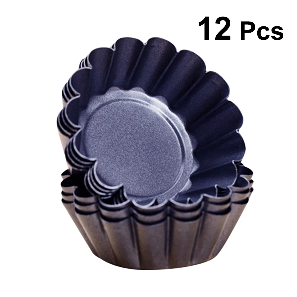 12pcs Non stick Mini Carbon Steel Tart Pans Baking Mold Egg Tart