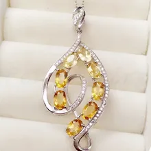 Натуральное ожерелье лимон кулон 925 стерлингового серебра ювелирные украшения 0.45ct* 8 шт драгоценный камень ювелирные изделия# T18100407