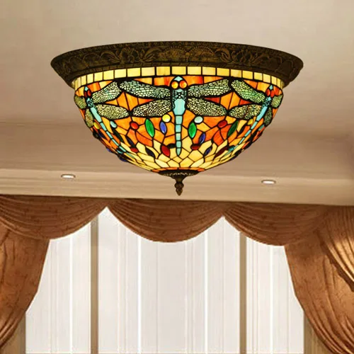 vintage tiffany style stained glass dragonfly ceiling lamp add a switch to a light fixture