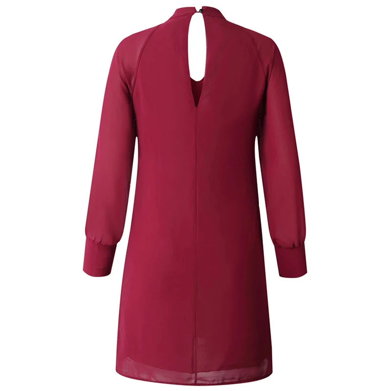 Forefair Chiffon Dress Long Sleeve Cold Shoulder Women Summer Dress 2019 Plus Size Straight Short Casual Elegant Dresses (35)
