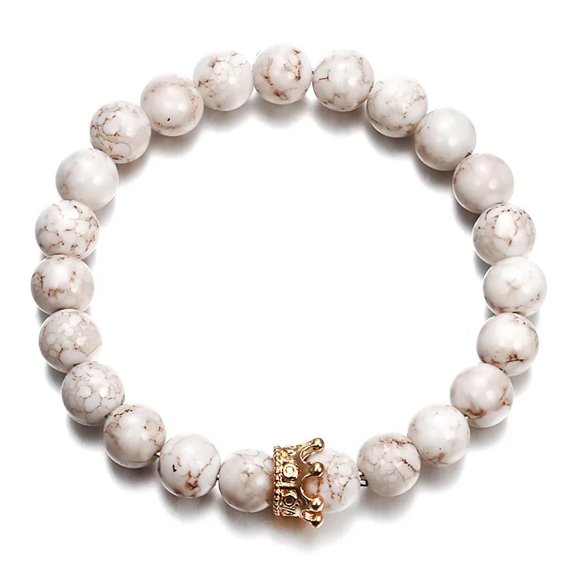 

Couples Summer Bracelet Classic Natural Stone White Black Beaded Bracelets for Men Women Best Friend Hot Gift