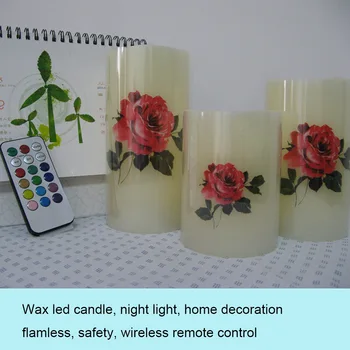 

flamless wireless remote control led wax candle/RGB multiple color changing/home decoration/lovely night light