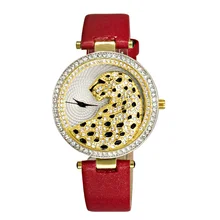 quartz leopard ladies watchLuxury Fashion RhinestoneCrystal Womens Watch 2017 new casual female clock rose gold wristwatches