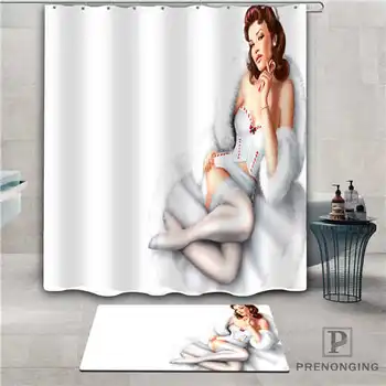 

Custom the pin-up (1) Waterproof Shower Curtain Doormat Home Bath Bathroom Polyester Fabric Multi Sizes#2019-1-05-62