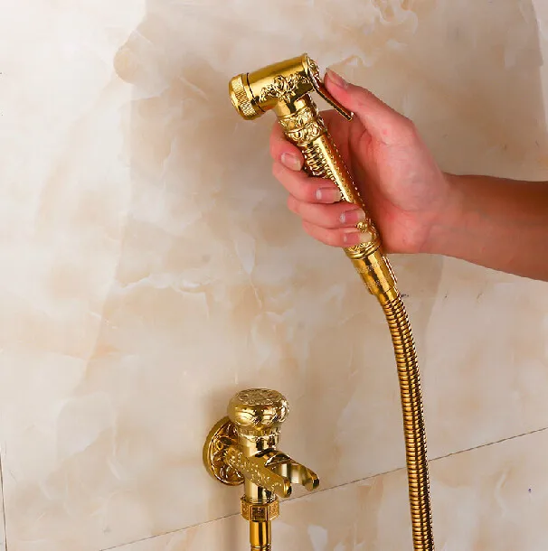 Ванная комната Туалет ручной Shattaf биде пеленки опрыскиватель комплект настенное крепление Золотой Туалет Flusher Биде опрыскиватель набор