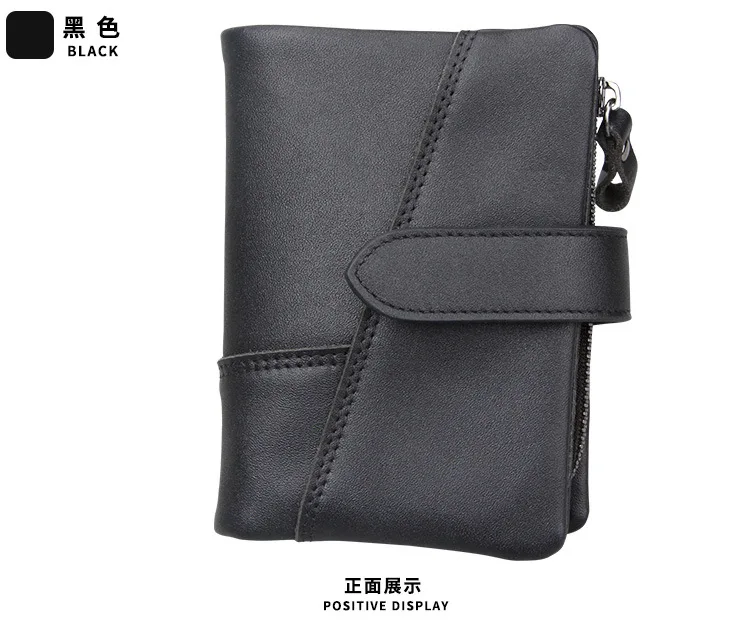 Genuine Crazy Horse Leather Wallet Men RFID Protection Removable Coin Purse Male Patchwork Designer Credit Card Wallet carteira