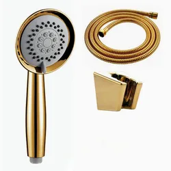 abs plastic Gold Plated three functions Handheld Shower Luxury Batnroom Hand Shower Head wiht gold holder and shower hose BD667