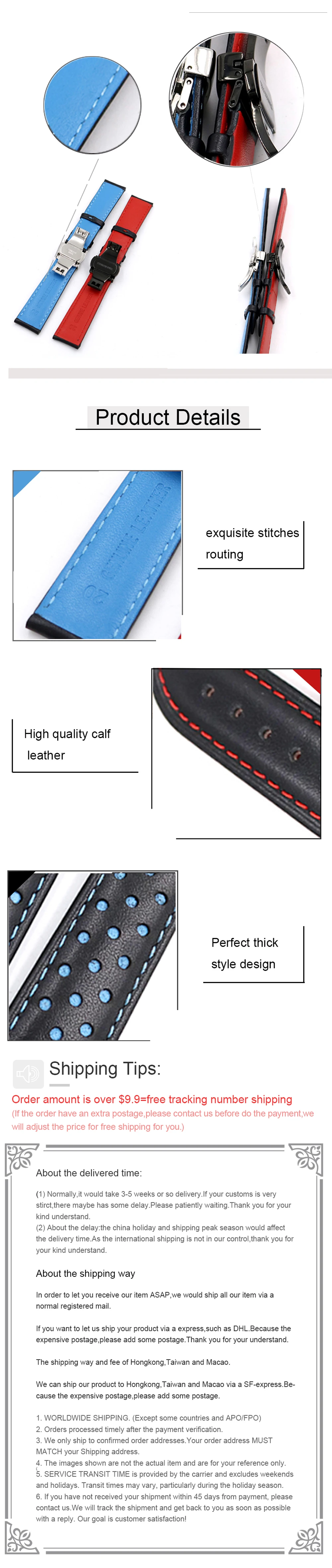 CARLYWET воловья кожа ручной работы черный красный синий часы ремешок для Omega Монблан Panerai Daytona Submariner Tissot