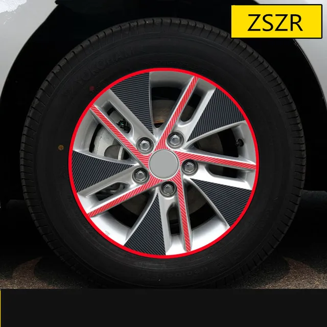 Red Black Mixed Color Carbin Fibre Rims Wheels Sticker For Toyota