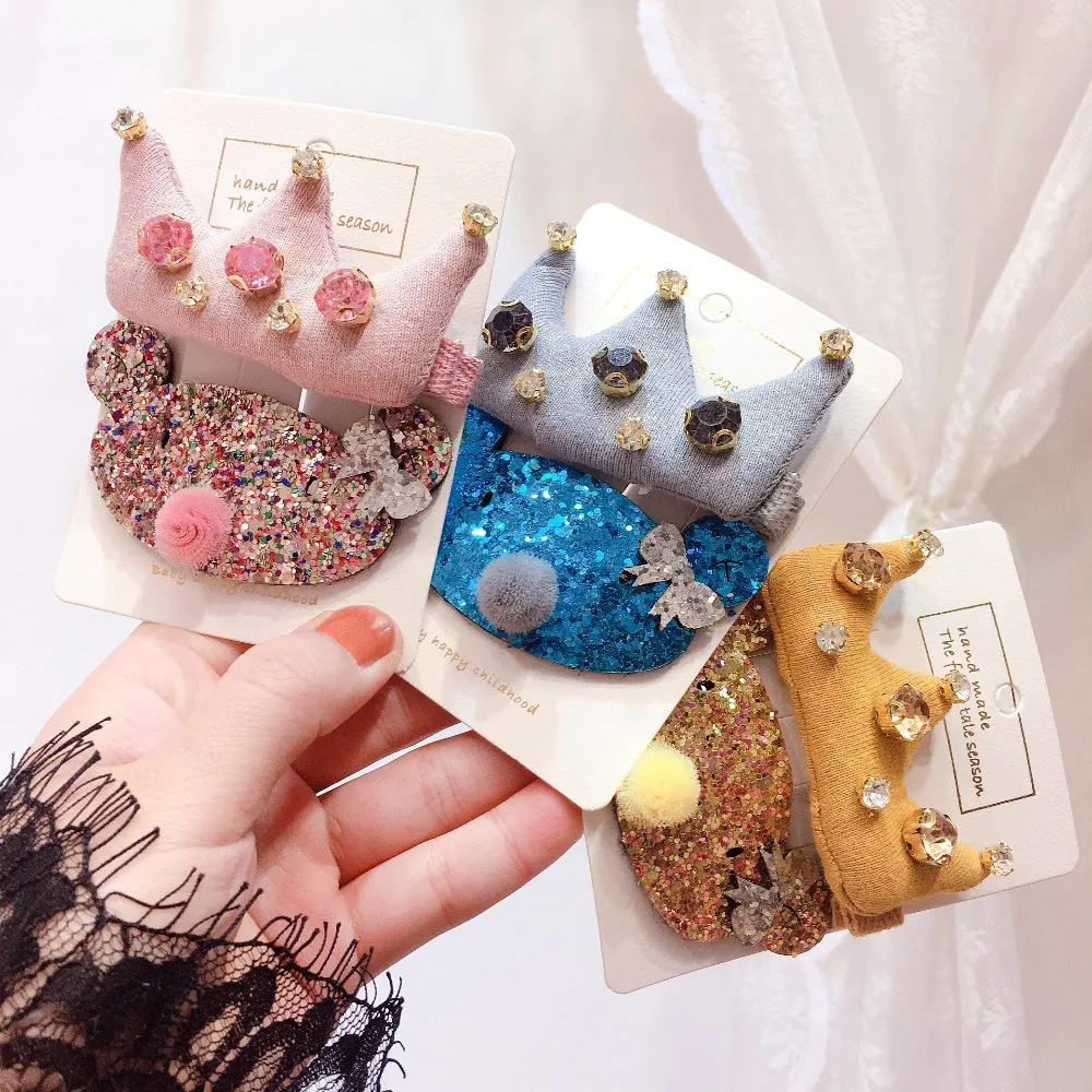 

Korea Cotton Crown Cartoon Crystal Dolls Hair Accessories Girls Hair Clip Flower Shiny Hairpins Barrettes Hairgrips