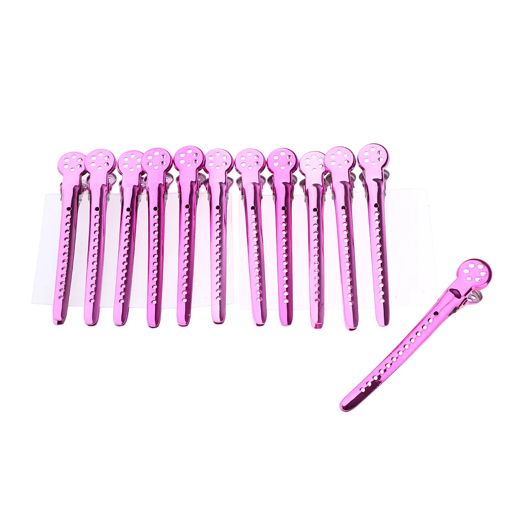 12Pcs Stainless Steel Hair Clips Professional Salon Sectioning Curling Grips Pins Hairdressing Tools Kit, 5 Colors Optional
