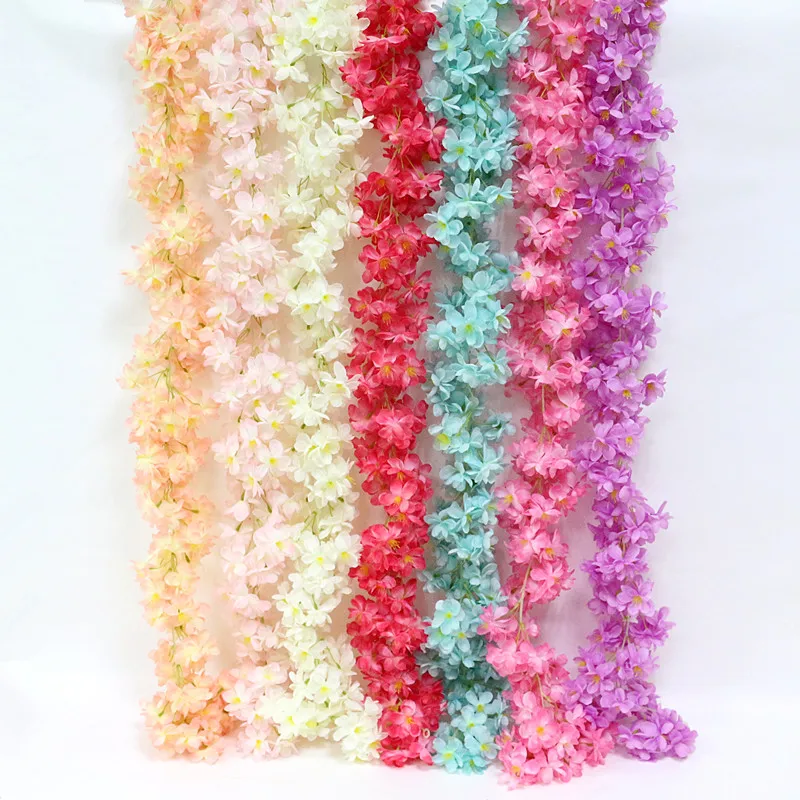 

Flone Artifiical Long Wisteria Cherry Blossom Simulation Flower Rattan Silk Flower Wedding Party Scene Stage Decor Fake Flowers