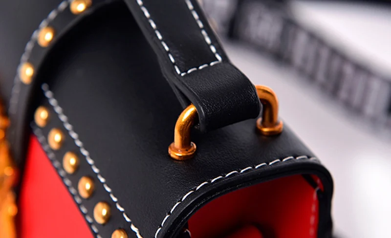 Luxury Women Fashion Rivet Handbag Metal Lion Head Female Wide Shoulder Bag Famous Design Lady Flap Bolsa Mini Crossbody SS3501 (10)