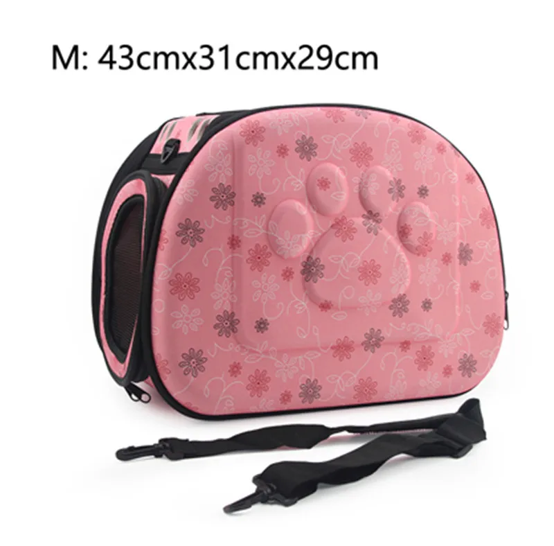 Dog Carrier Bag Portable Cats Handbag Foldable Travel Bag Puppy Carrying Mesh Shoulder Pet Bags - Цвет: M pink