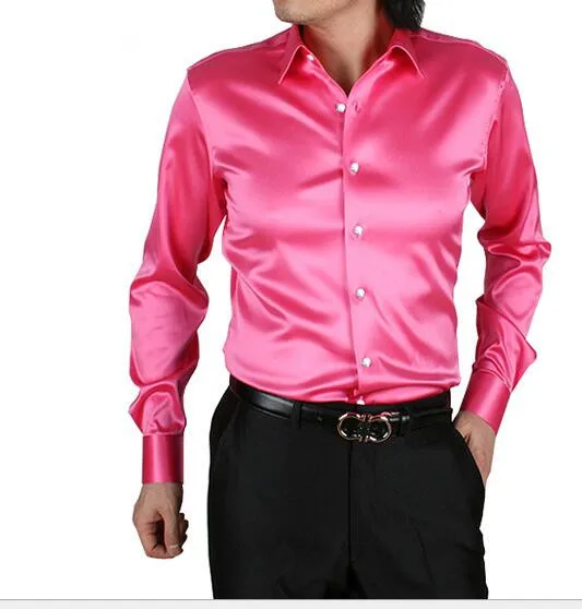 Por Silk Shirts Men Lots From China Wedding Performing Arts Hairdresser Dj Men Long Sleeve Silk Shirt High Quality Tuxedo Shirts Plus