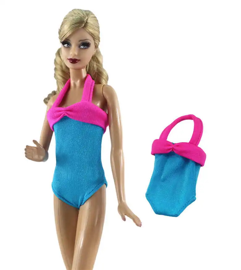 NK One Pcs Princess Doll Swimwear Swimsuits Summer Beach Bathing Bikini Dress For Barbie Doll Accessories Toys JJ 6X