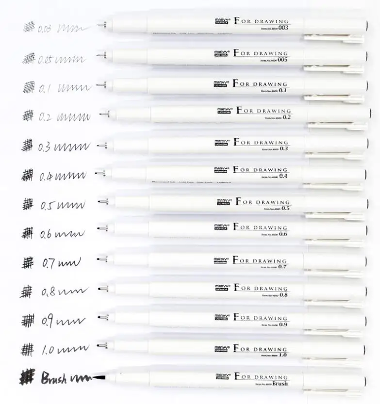 

Japan MARVY 003 005 01 03 05 08 1.0 Brush 8pcs set Pigma Micron Liner Drawing Marker Pens Fine Tip Black Sektch Markers Dessin