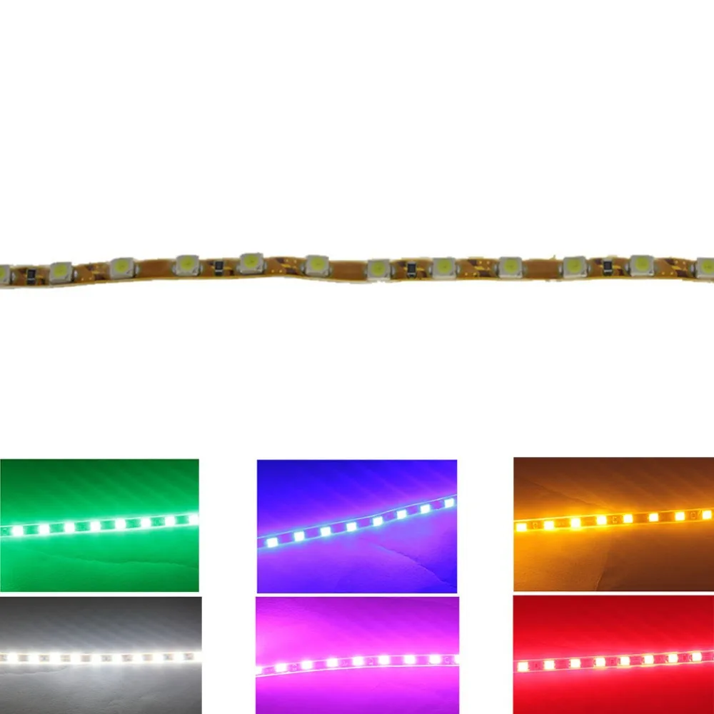 

1 PCS Super Light 45 cm 45 LED 2835 SMD Flexible Car Eyebrow Strip waterproof and folded Lamp White Yellow Green Blue Red Pink
