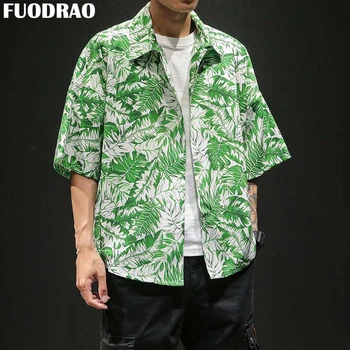 

FUODRAO Hawaiian Shirt Men Hip Hop Streetwear Summer Short Sleeve Shirts Men Korean Floral Shirt Camisa Masculina 5XL B022