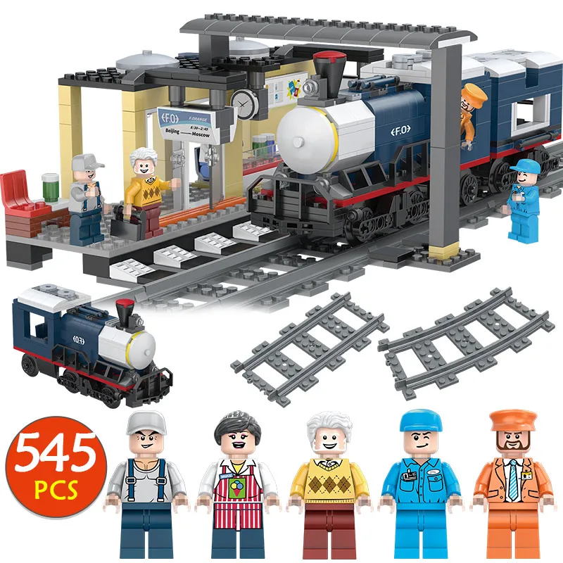 

Winter holiday City Series Building Block Compatible Legoingly Train Railway Assembly Birthday Toy for Children Gift