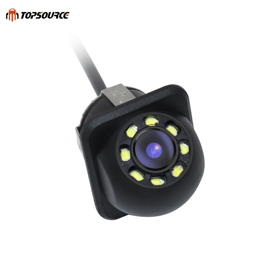 

TOPSOURCE Mini Waterproof Black Car Parking Assistance Reversing Backup Camera HD CCD Wire Rear View Camera With 8 led or None