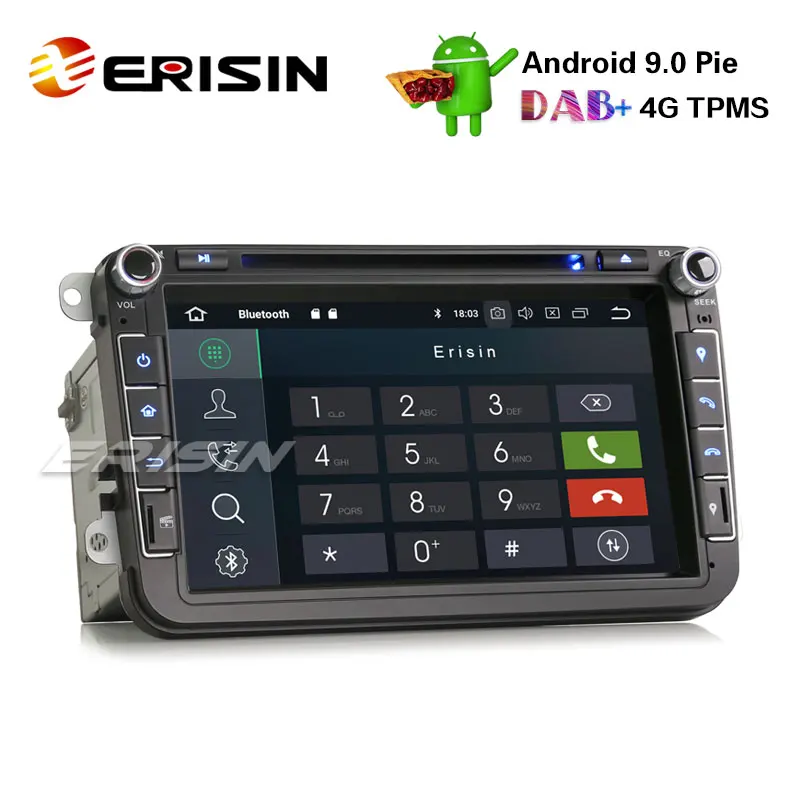 Excellent Erisin ES4815V 8" DAB+ OPS Car Stereo Android 9.0 for VW Golf Passat Tiguan Polo Seat Skoda GPS DVD 1