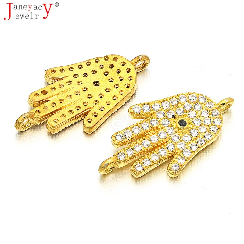

Brass Cubic Zirconia Accessories Connector Lucky DIY Women Bracelet Necklace CZ Accessories Jewelry Making L19*W10mm Accesorios