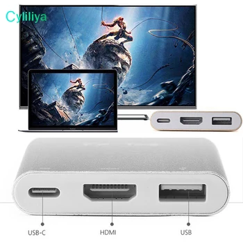 

20pcs USB 3.1 Type-C to HDMI USB-C Digital Multiport Adapter 4K Female 2 Port USB 3.0 HUB & USB-C OTG Charger for Macbook