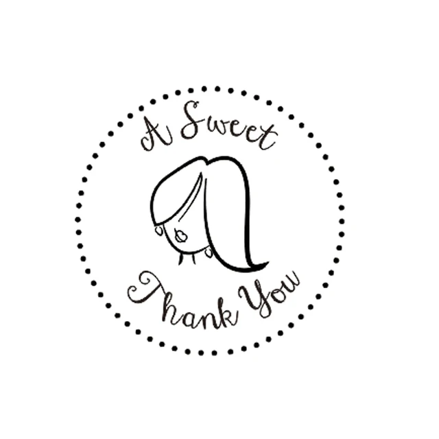 a sweet thank you in polka dot circle custom rubber stamp for custom