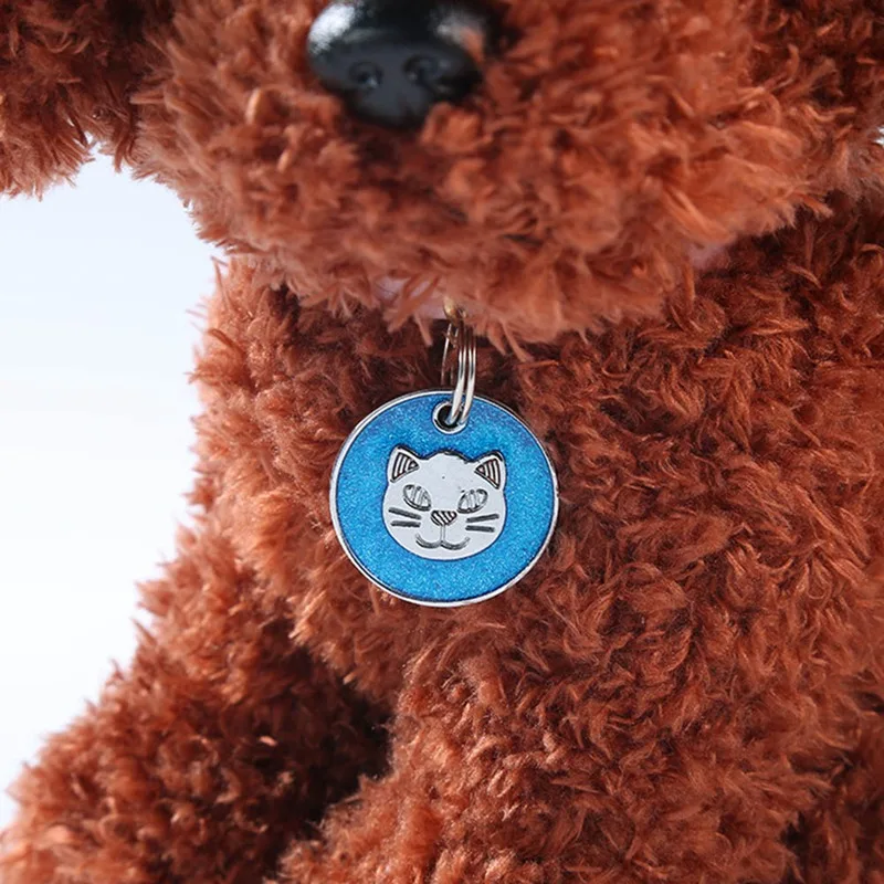 

Glazed Zinc Alloy Dripping Cat Face Dog Card Id Collar For Design Personalized Engraved Pet Products Tag Collar Accessories