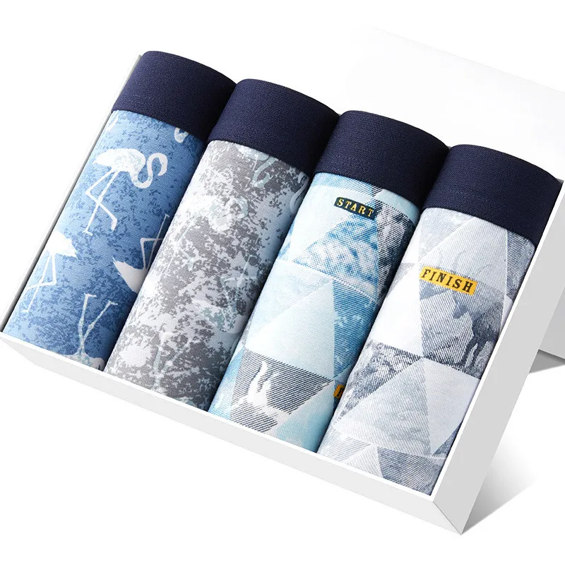 

4pcs/lot Summer New Male Underwear Brand 95%Cotton Underpants Man Breathable Men's Boxers Camouflage Print Boxershorts Men