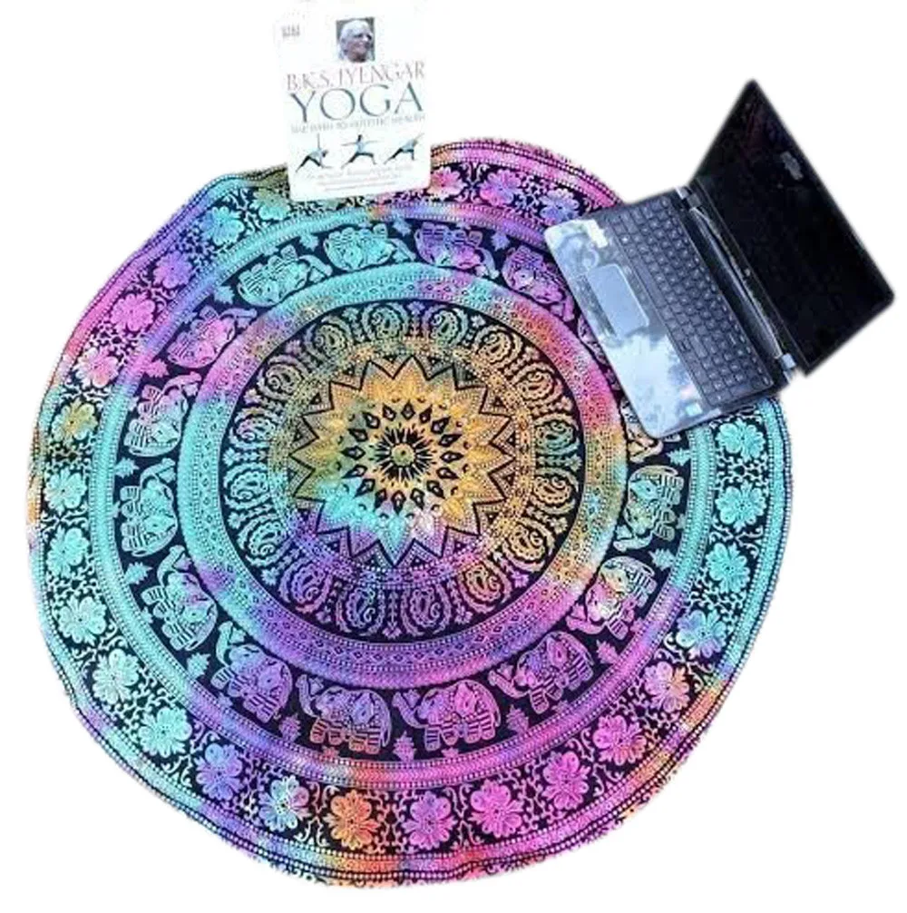 

ISHOWTIENDA Hot Colorful Round Beach Pool Home Shower Towel Blanket Table Cloth Yoga Matdrop shipping and Wholesale New