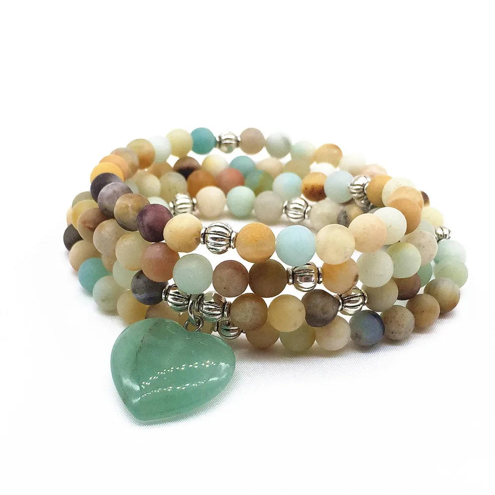 

Natural Amazonite Stone Bead Woman Mala Bracelet Elastic Yoga Necklace Hot Sale Drop Shipping 2019 New Jewelry