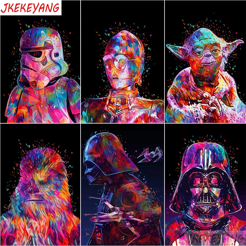 

5d diy diamond painting Cross Stitch kits,full square Diamond Embroidery Watercolor Star Wars Character Diamond Mosaic,Y3089