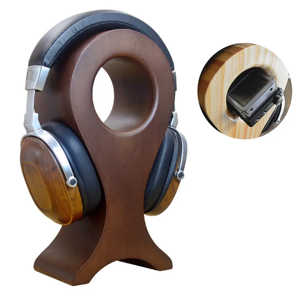 JINSERTA Wood Headphones Stand Holder Hanger Wooden Headset Desk Display Shelf Rack Universal Bracket Earphone Accessories