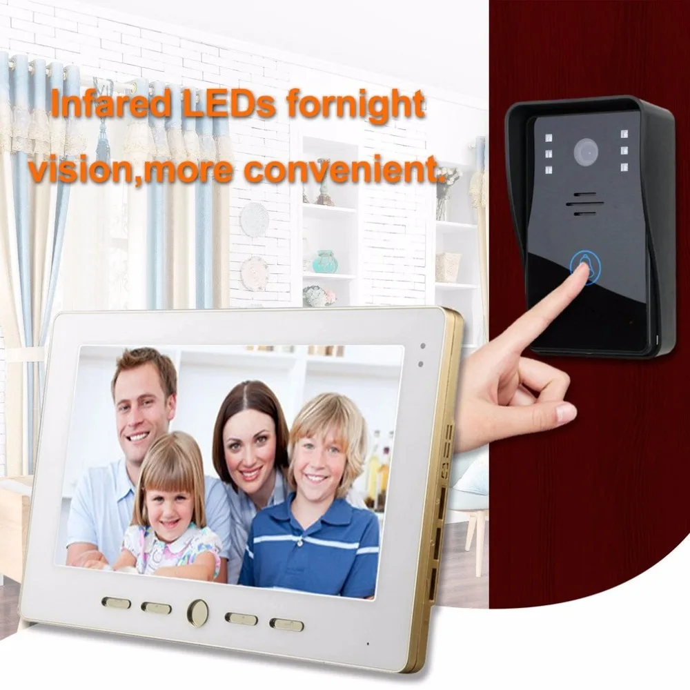 

10 inch HD Video Door Phone Intercom Doorbell Touch Button Remote Unlock Night Vision Security CCTV Camera Home Surveillance