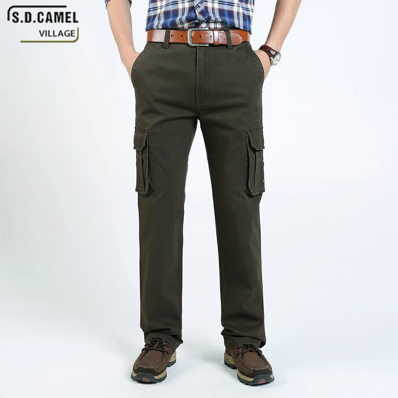 2017 High Quality Men's Cargo Pant Baggy Casual Multi Pocket Solid Men Outdoors Cotton