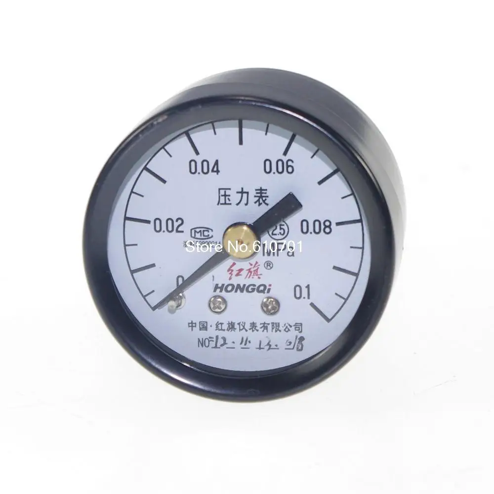 Water Oil Hydraulic Air Pressure Gauge Universal Gauge M10*1 40mm Dia 0 0.1Mpain Pressure