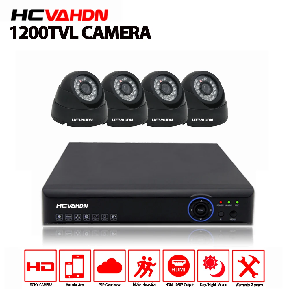 HCVAHDN 4 канала 1080P HDMI DVR 1200TVL 720P HD купольная система видеонаблюдения с функцией