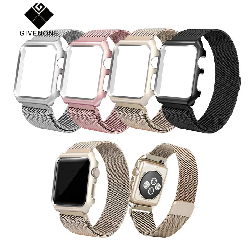 GIVENONE For Apple Watch Band Milanese Loop with Stainless Steel Metal Case Magnetic ForiWatch strap Series1/2/3 | Электроника