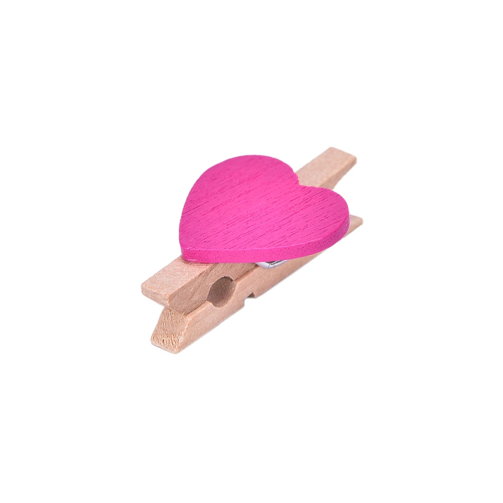 20 piezas Mini unids amor corazón madera Clothespin Pinza de madera Clothespin bois broches artesanales ropa papel fotográfico Peg Clothespin