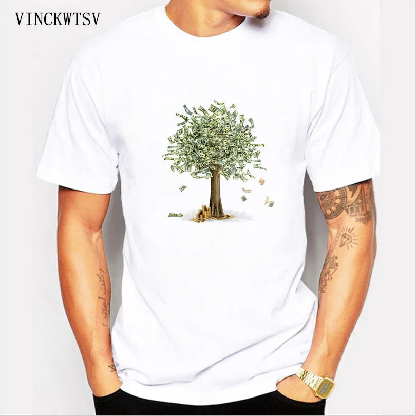 Dollars Money Tree T Shirt Men Unique Custom Short Sleeve Funny Design
