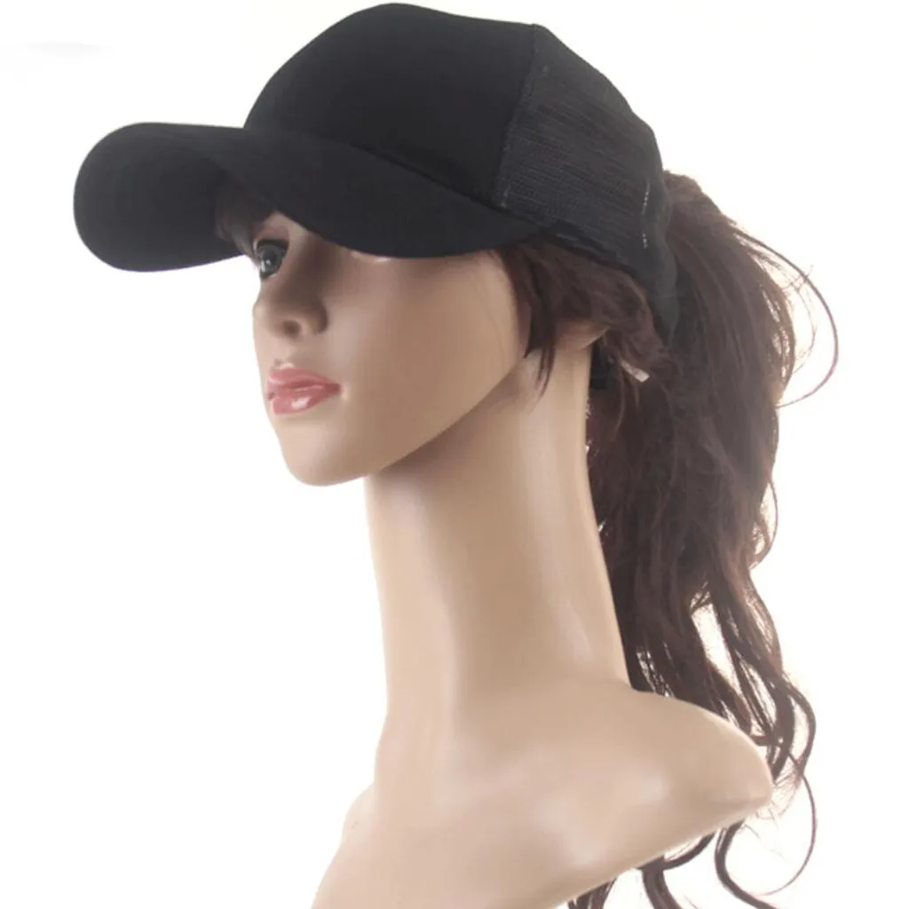 Unisex de moda Cola de Caballo desordenado bollos camionero simple hueco de béisbol Visor gorras papá casuales sombreros gorras para hombre Baseball #20 Unisex de moda Cola de Caballo desordenado bollos camionero simple hueco de béisbol Visor gorras papá casuales sombreros gorras para hombre Baseball #20