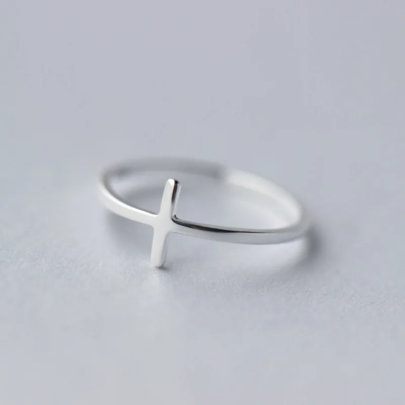 Trusta Women's 100% 925 Sterling Silver Fashion Jewelry Cute Cross Cocktail Ring Sizable 6 7 8 Girls Kids Xmas Gift DS221