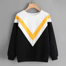 Новинка года; стильное платье Для женщин Лоскутная Толстовка с длинным рукавом пуловер Блузка для девочек лоскутное yoga свитер Топы