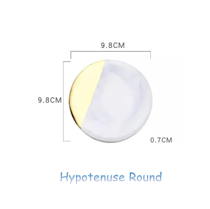 TECHOME в скандинавском стиле классический дизайн мраморная керамическая подставка с изоляцией коврик элегантный позолоченный край чайный коврик реквизит для съемки - Цвет: Hypotenuse Round
