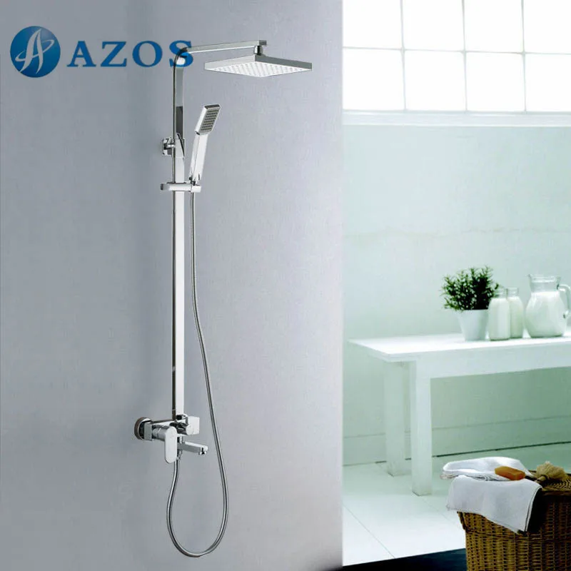 

Wall Mount Tube and Shower Faucet with Rainfall Shower Head and Slide Bar Chrome Color LYTZ060
