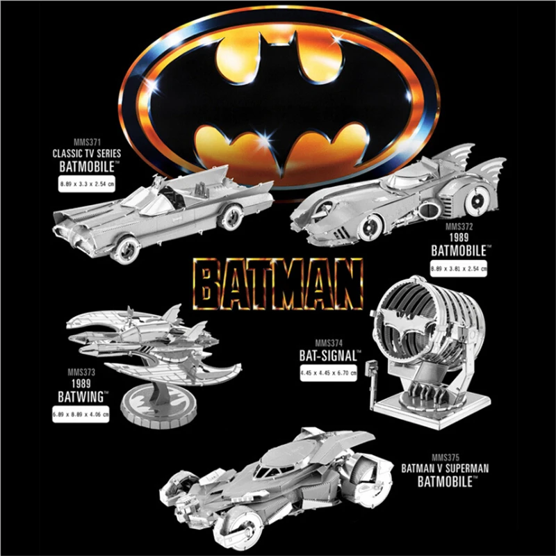 Бэтмен против Супермена: Рассвет Справедливости 3D металлические головоломки летучая мышь сигнал Бэтмобиль головоломки металлические