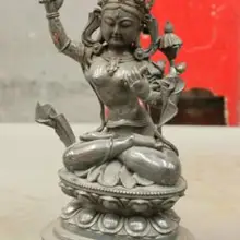 S7188 11 Изысканный Тибет Чистая Бронза wenshu Манджушри бодхисаттвы Будды меч статуя